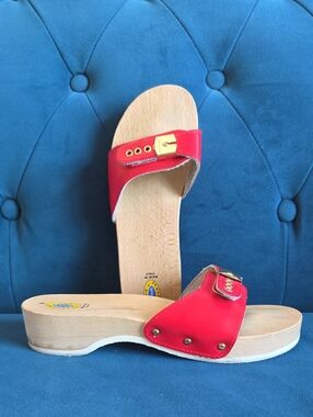 DR SCHOLL'S Leather and Wood Slides